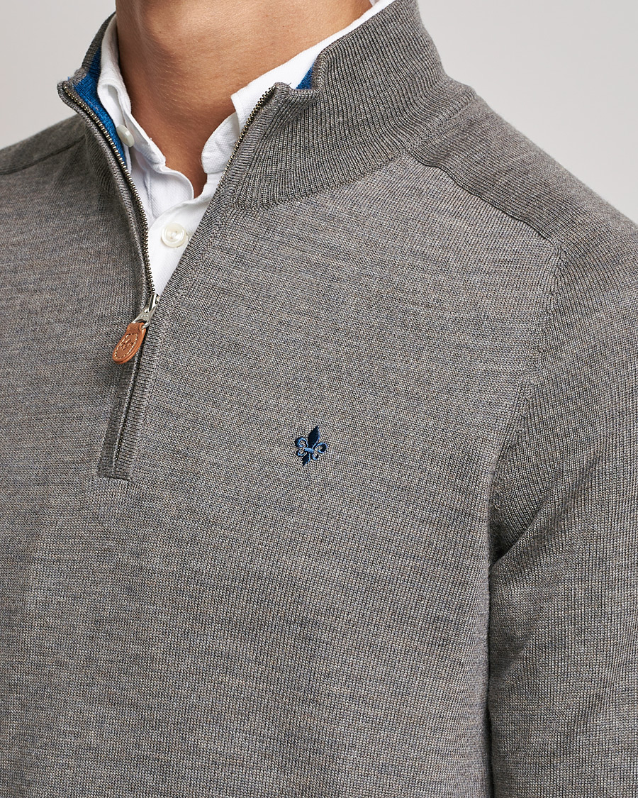 Homme | Pulls Et Tricots | Morris | John Merino Half Zip Medium Brown Melange