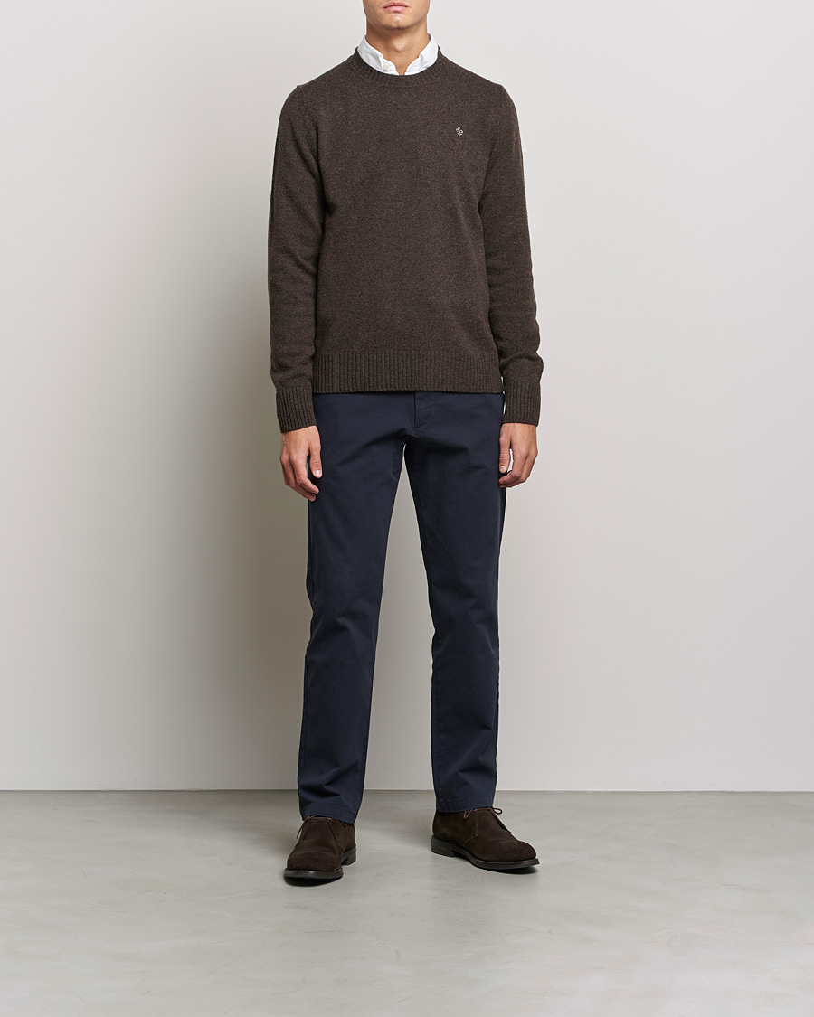 Homme | Pulls Et Tricots | Morris | Kieran Wool Crew Neck Brown