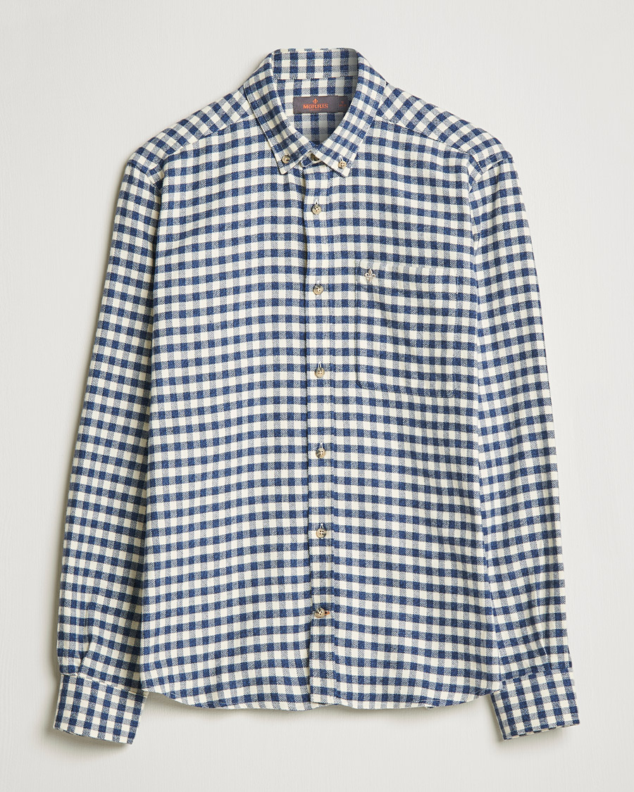 Heren | Overhemden | Morris | Brushed Twill Checked Shirt Navy/White
