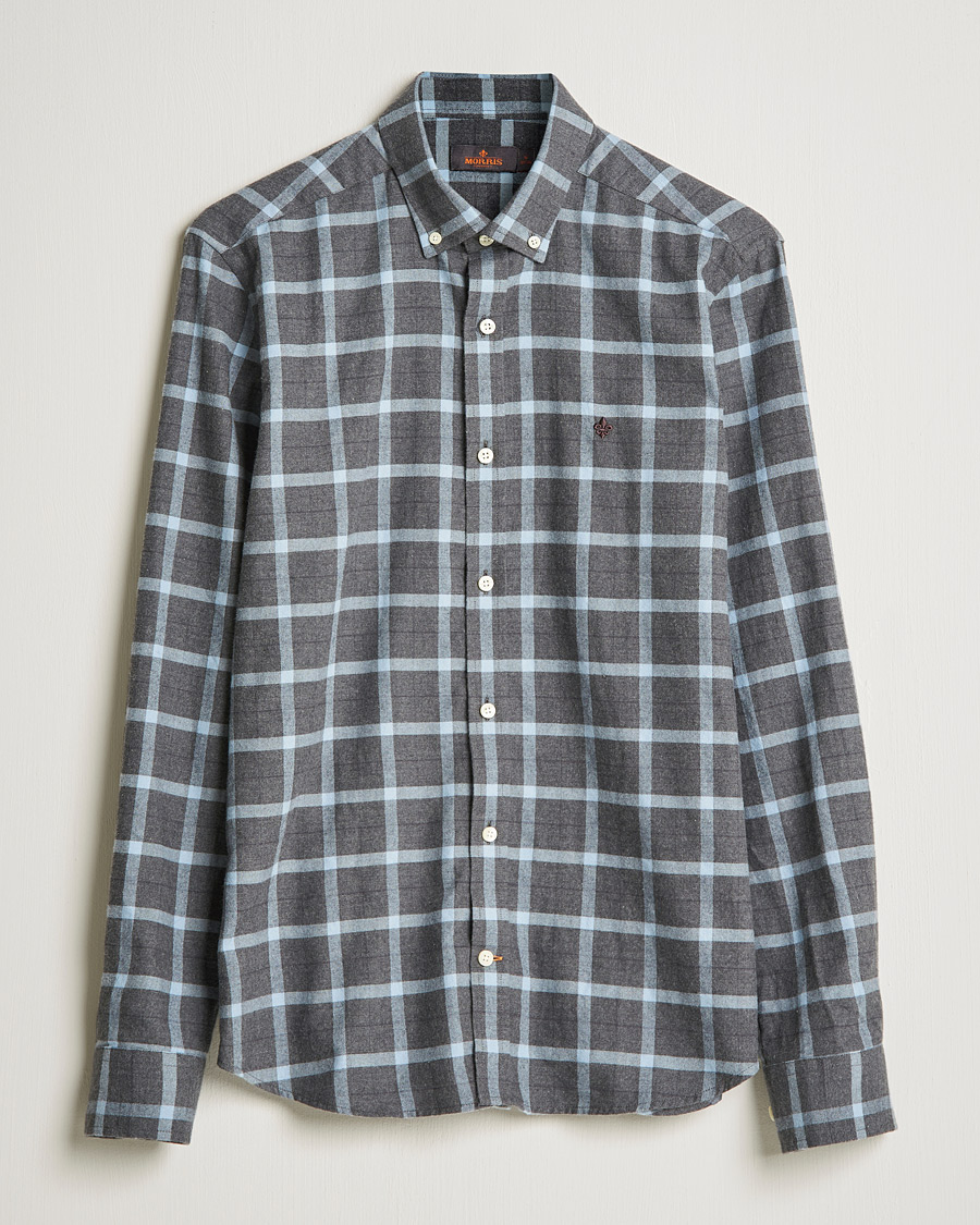 Heren | Overhemden | Morris | Brushed Flannel Checked Shirt Dark Grey