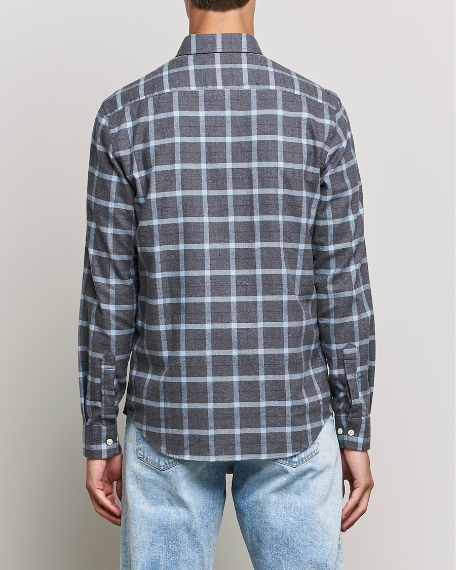 Heren | Overhemden | Morris | Brushed Flannel Checked Shirt Dark Grey