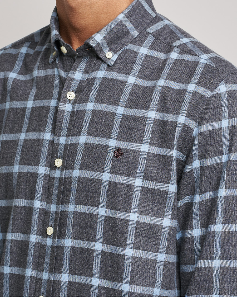 Heren | Overhemden | Morris | Brushed Flannel Checked Shirt Dark Grey