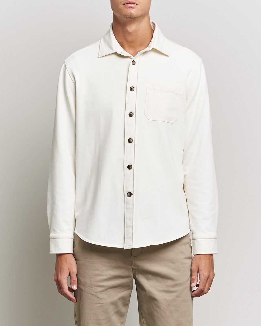 Heren | Overhemden | Morris | Cotton Jersey Overshirt Off White