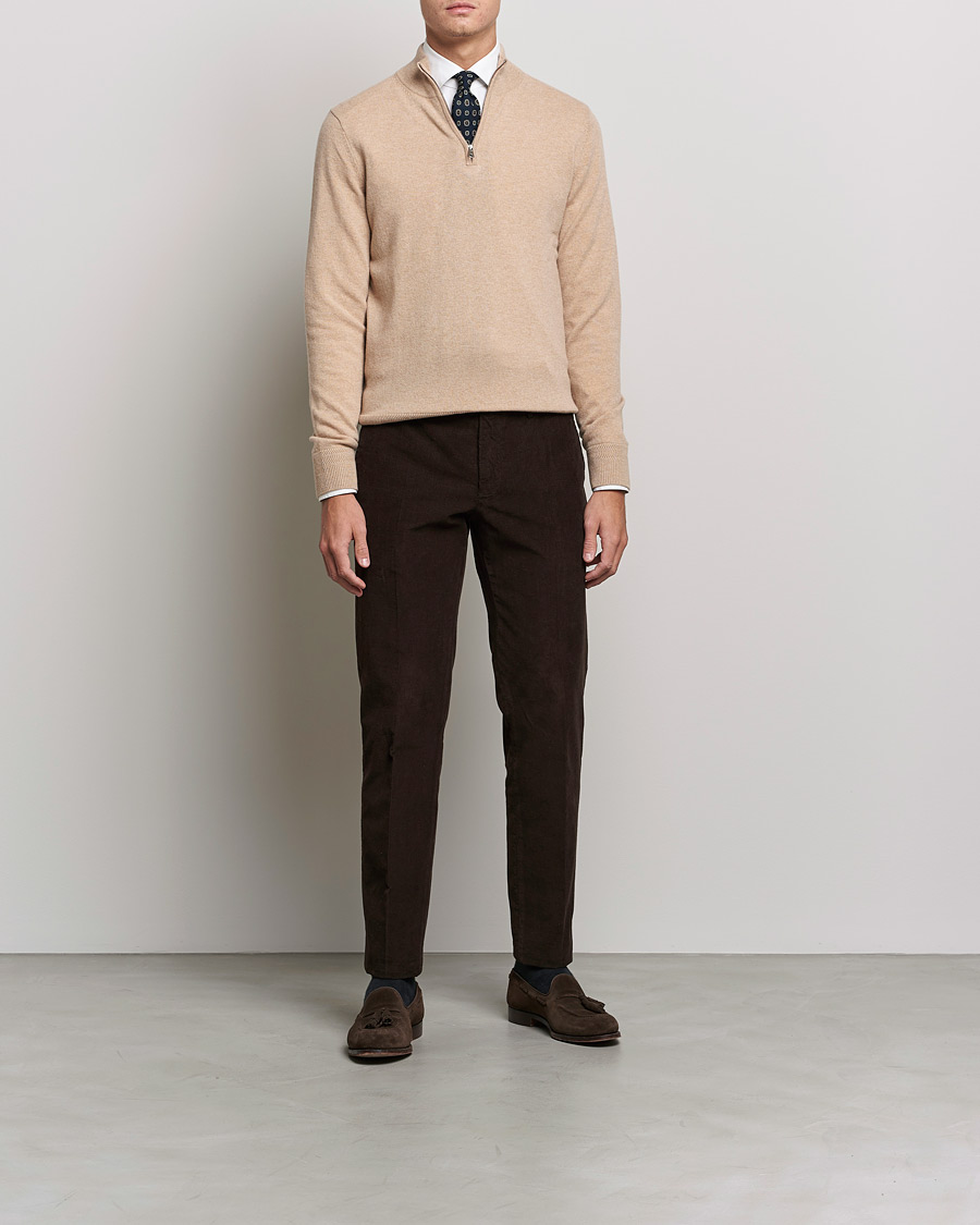 Homme | Pulls Et Tricots | Morris Heritage | Dalton Wool/Cashmere Half Zip Camel