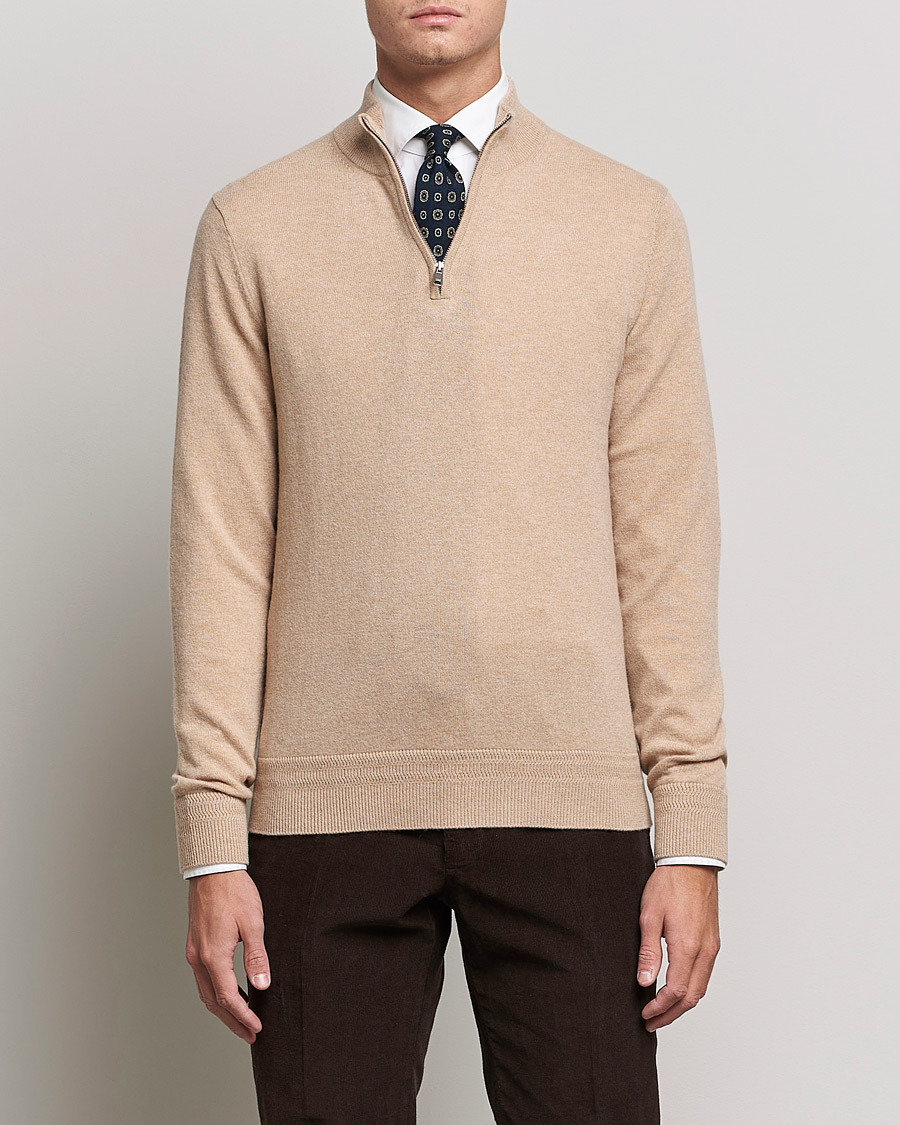 Homme | Pulls Et Tricots | Morris Heritage | Dalton Wool/Cashmere Half Zip Camel