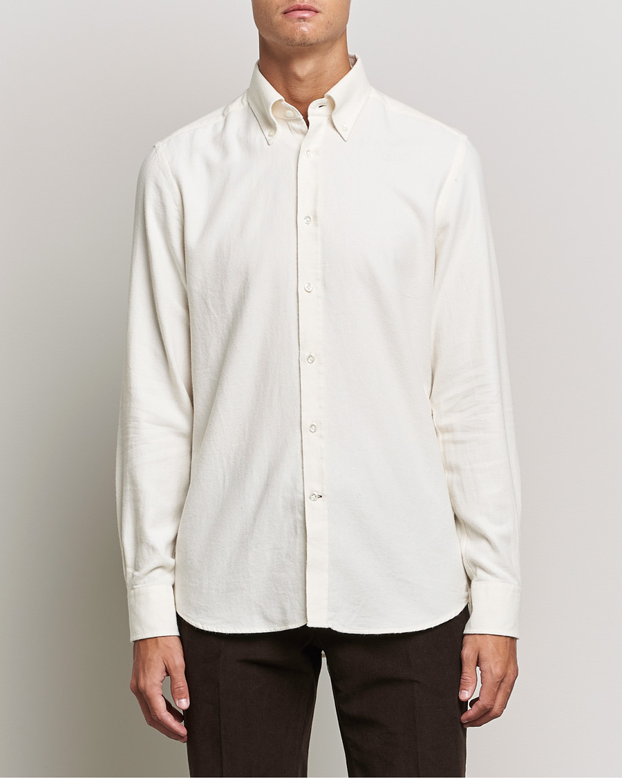 Homme | Chemises | Morris Heritage | Button Down Flannel Shirt Off White