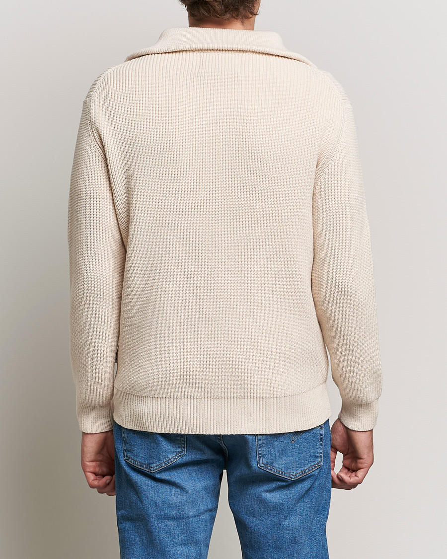 Heren | Truien | NN07 | Roman Merino Heavy Knitted Half Zip Off White