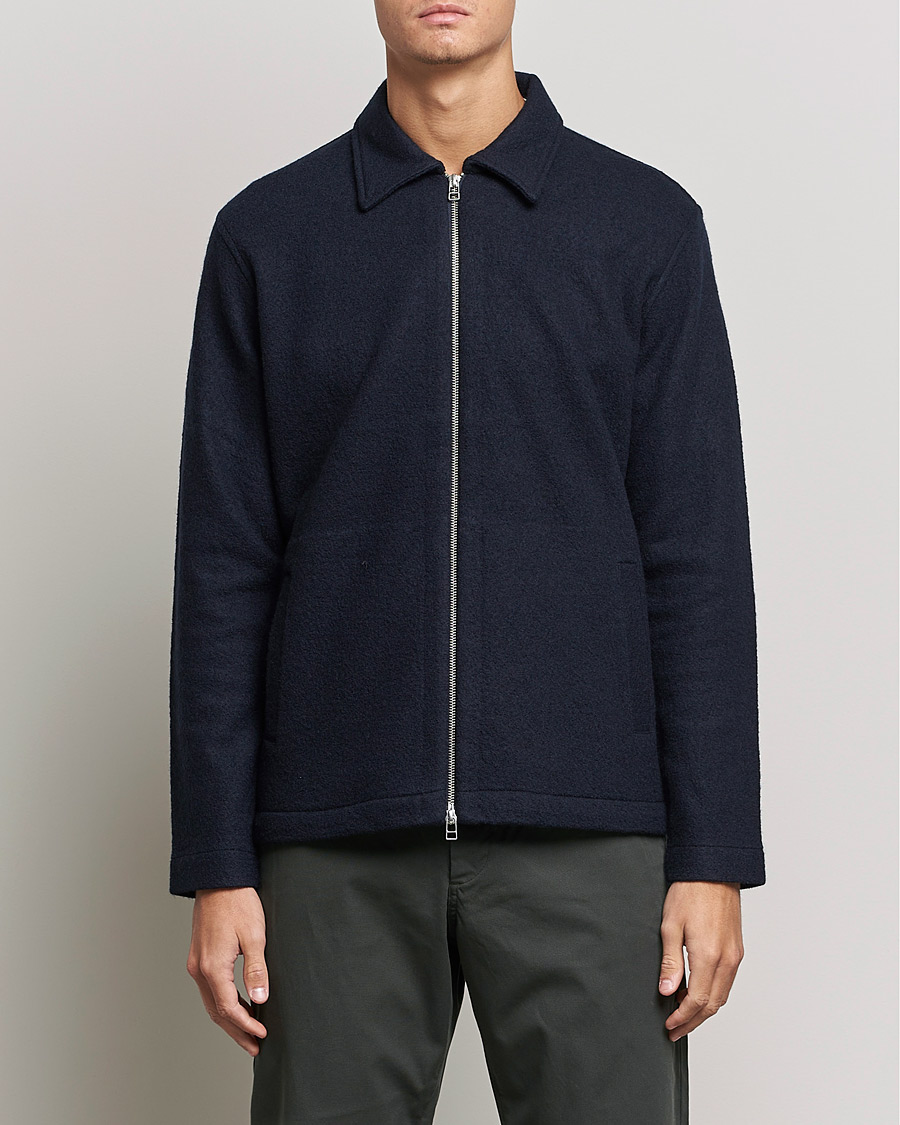 Homme | Pulls Et Tricots | NN07 | Ivan Boiled Wool Full Zip Navy