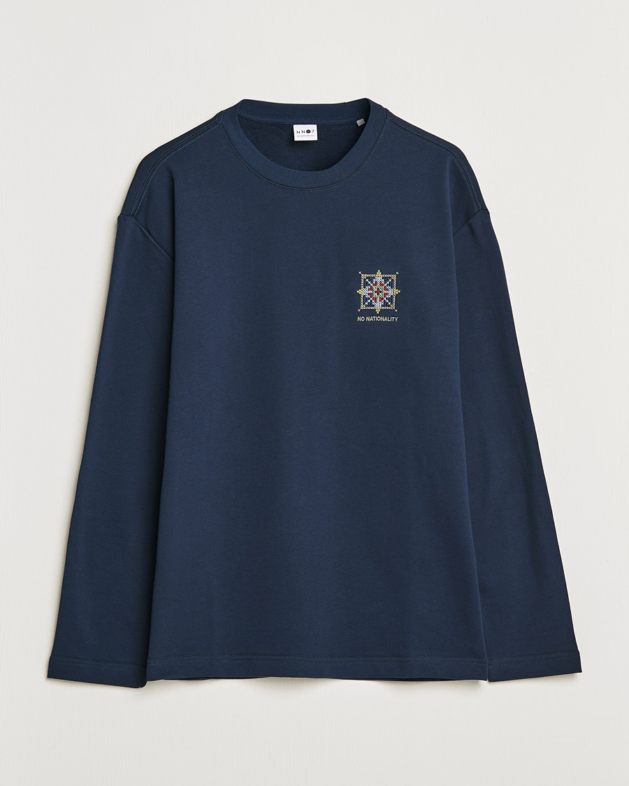 Homme | T-shirts | NN07 | Alan Heavy Logo Long Sleeve T-Shirt Navy
