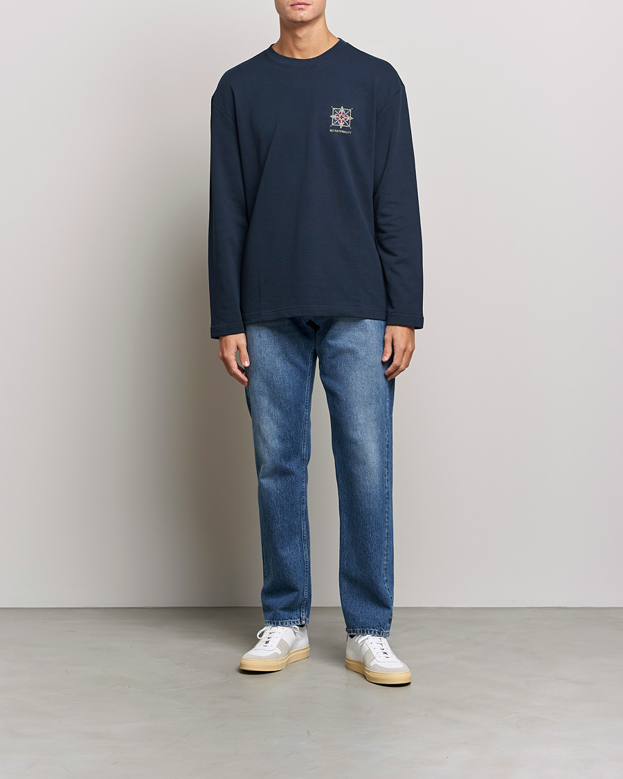 Homme | T-shirts | NN07 | Alan Heavy Logo Long Sleeve T-Shirt Navy