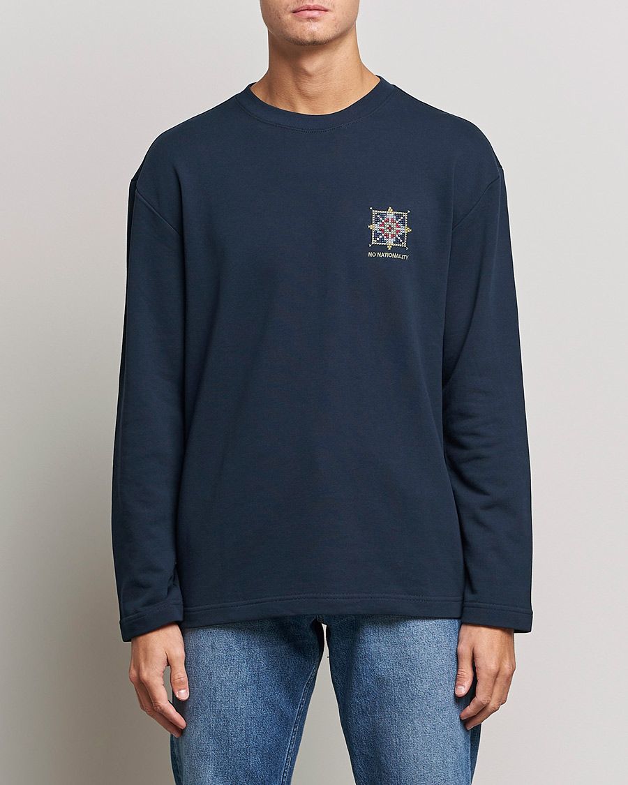 Homme | T-shirts | NN07 | Alan Heavy Logo Long Sleeve T-Shirt Navy