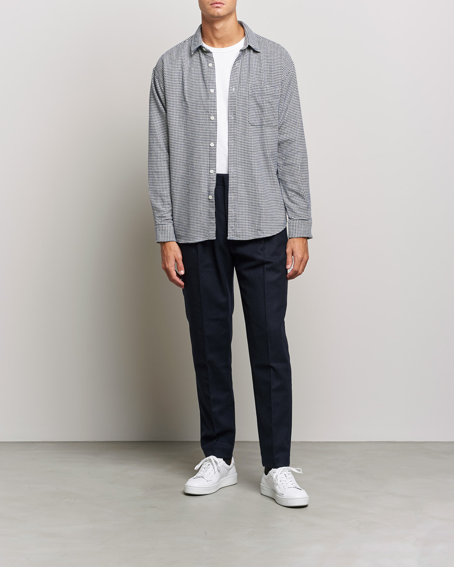 Heren | Overhemden | NN07 | Deon Houndstooth Shirt Blue/White