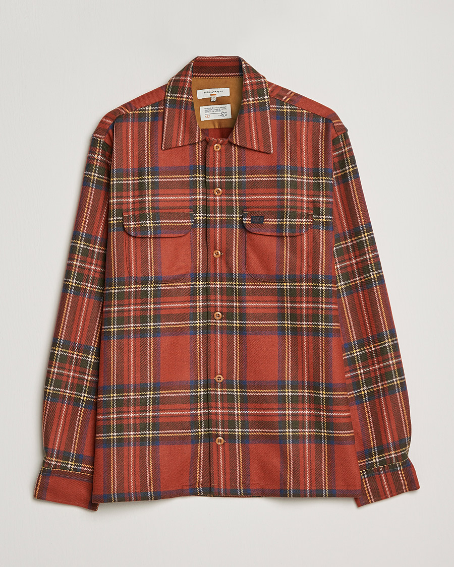Homme | Chemises | Nudie Jeans | Sten Wool Tartan Check Shirt Poppy Red