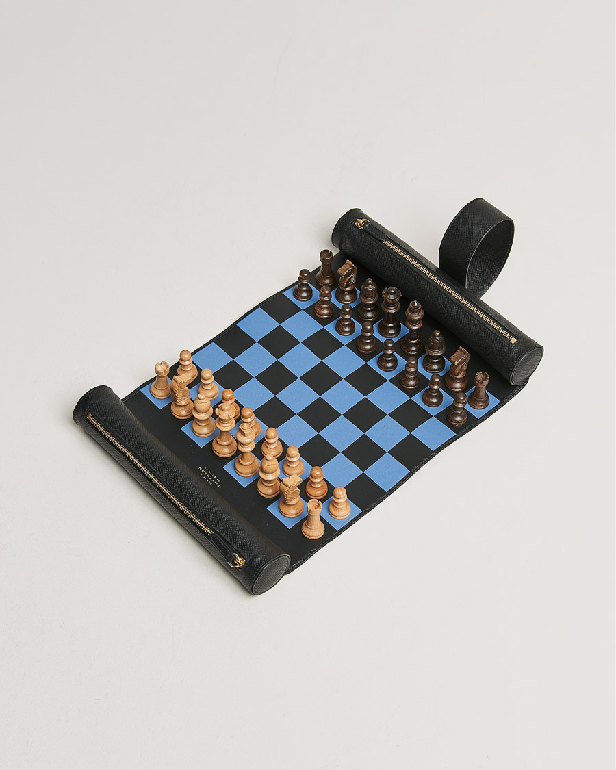Homme | Smythson Panama Travel Chess Roll Black | Smythson | Panama Travel Chess Roll Black