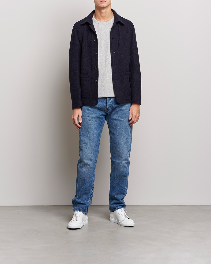 Homme | Blazers | Tiger of Sweden | Gio Knitted Wool Blazer Light Ink