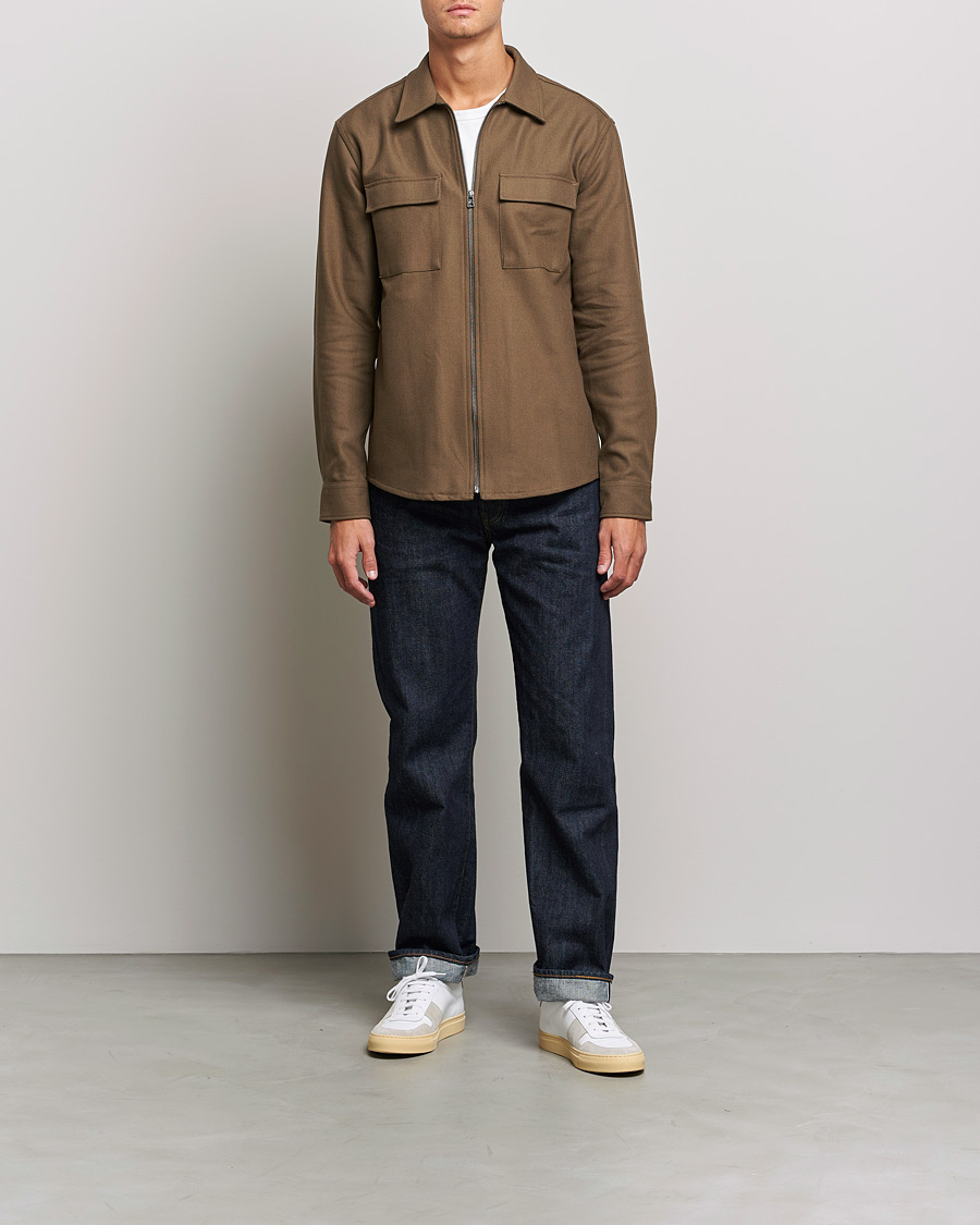 Heren | Overhemden | Tiger of Sweden | Noel P Herringbone Shirt Olive Extreme