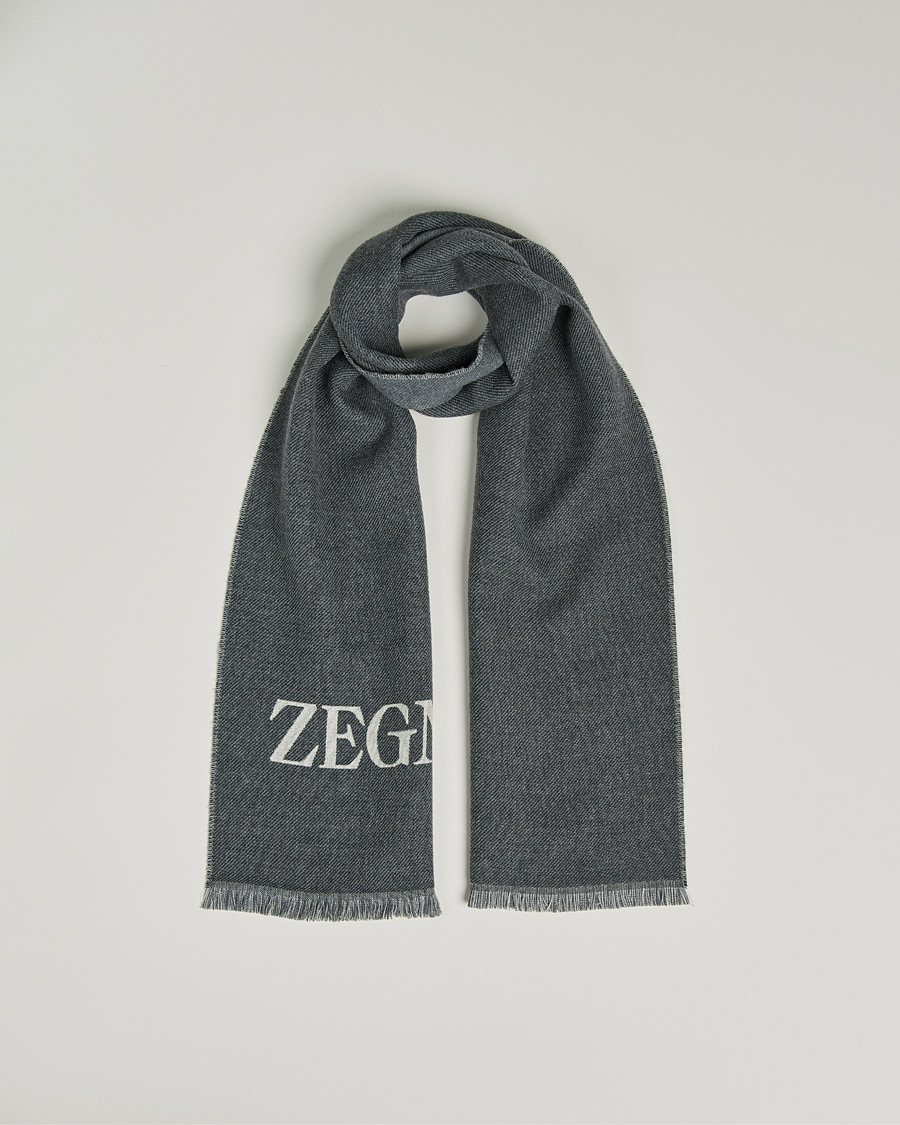 Heren | Zegna Bicolor Wool Scarf Dark Grey | Zegna | Bicolor Wool Scarf Dark Grey