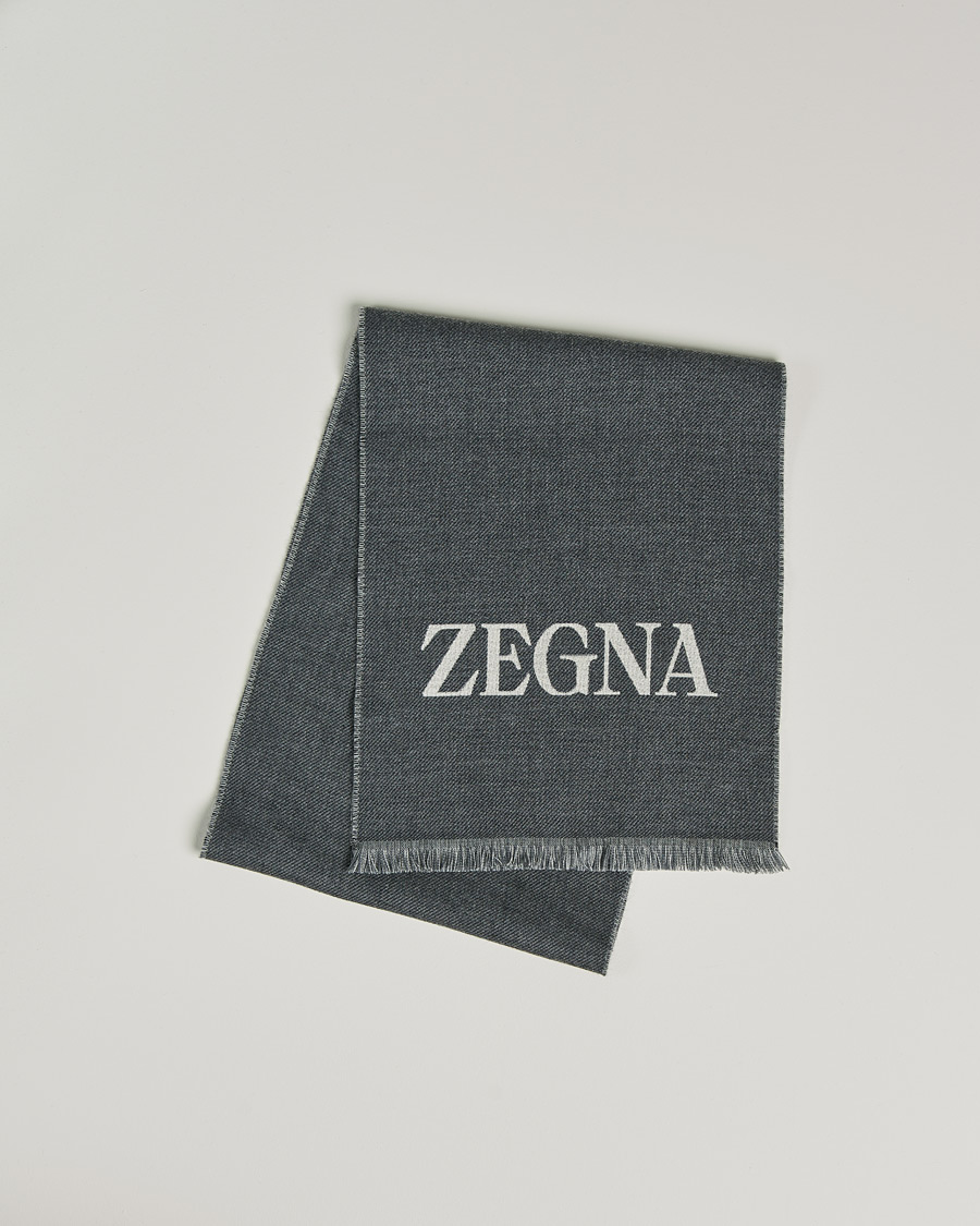 Heren | Zegna Bicolor Wool Scarf Dark Grey | Zegna | Bicolor Wool Scarf Dark Grey