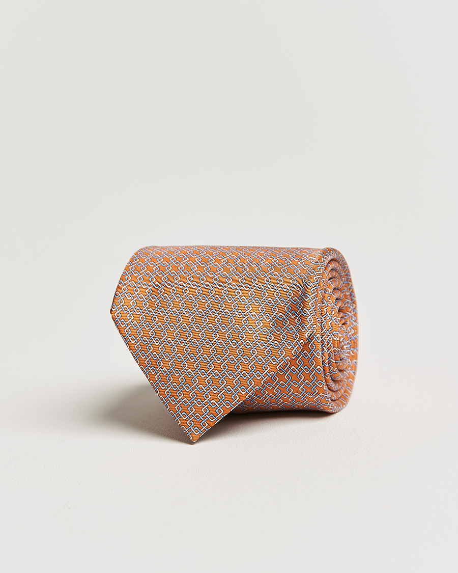 Heren | Zegna Printed Silk Tie Orange | Zegna | Printed Silk Tie Orange