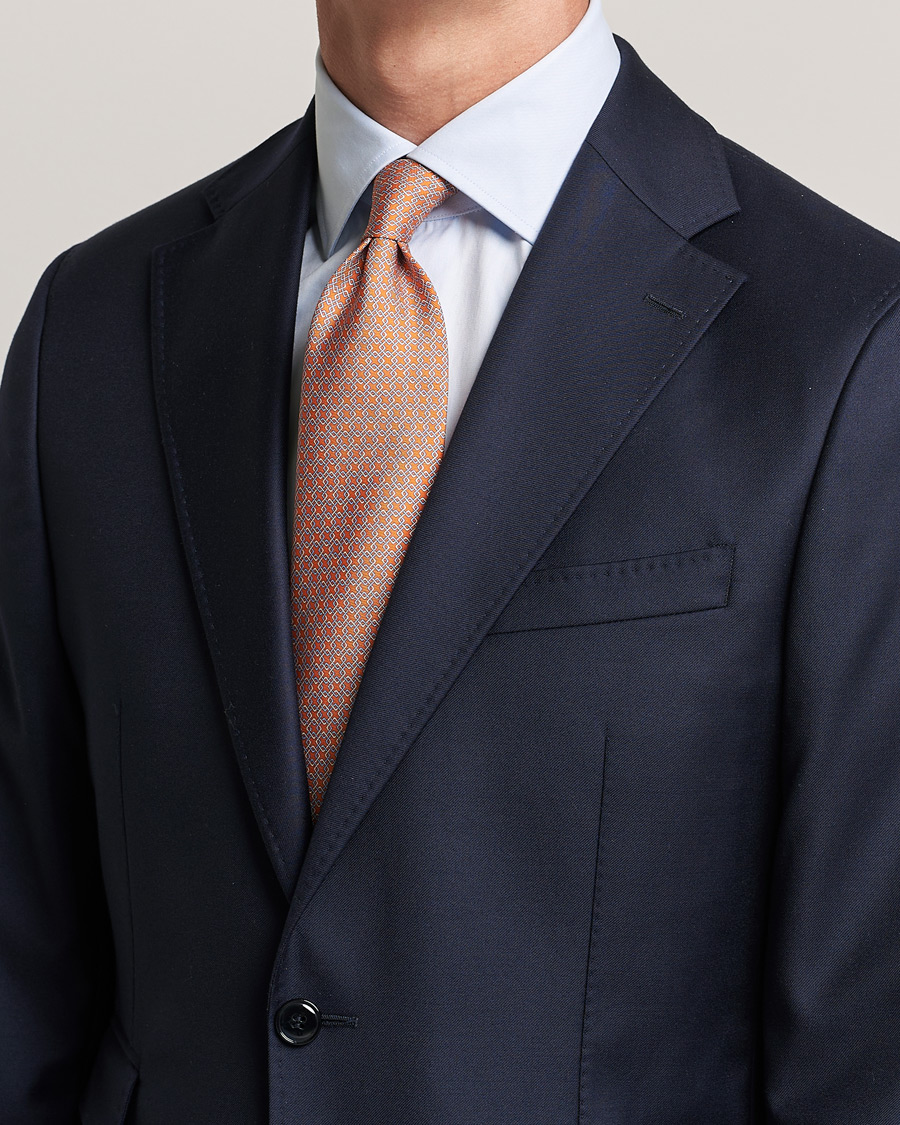 Heren | Zegna Printed Silk Tie Orange | Zegna | Printed Silk Tie Orange