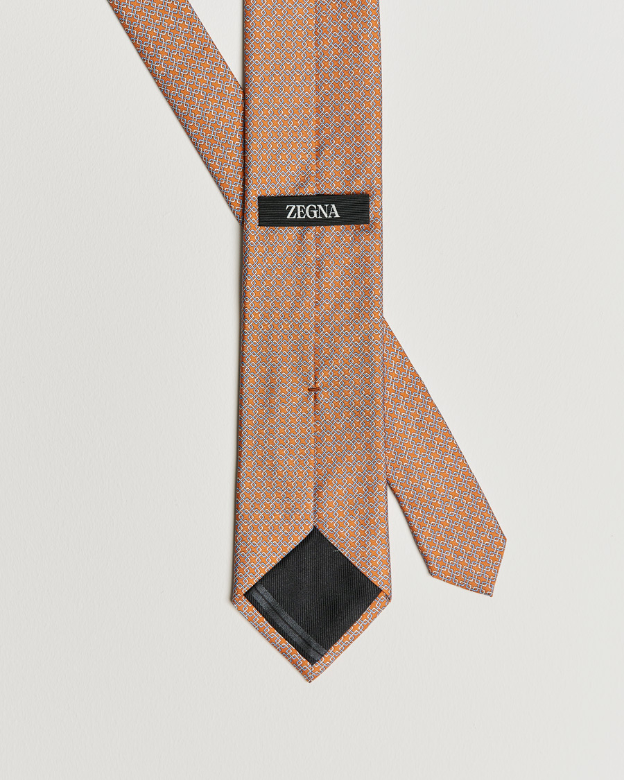 Heren | Zegna Printed Silk Tie Orange | Zegna | Printed Silk Tie Orange