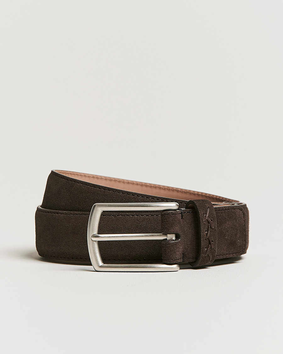 Homme | Zegna Triple Stitch Belt Dark Brown Suede | Zegna | Triple Stitch Belt Dark Brown Suede