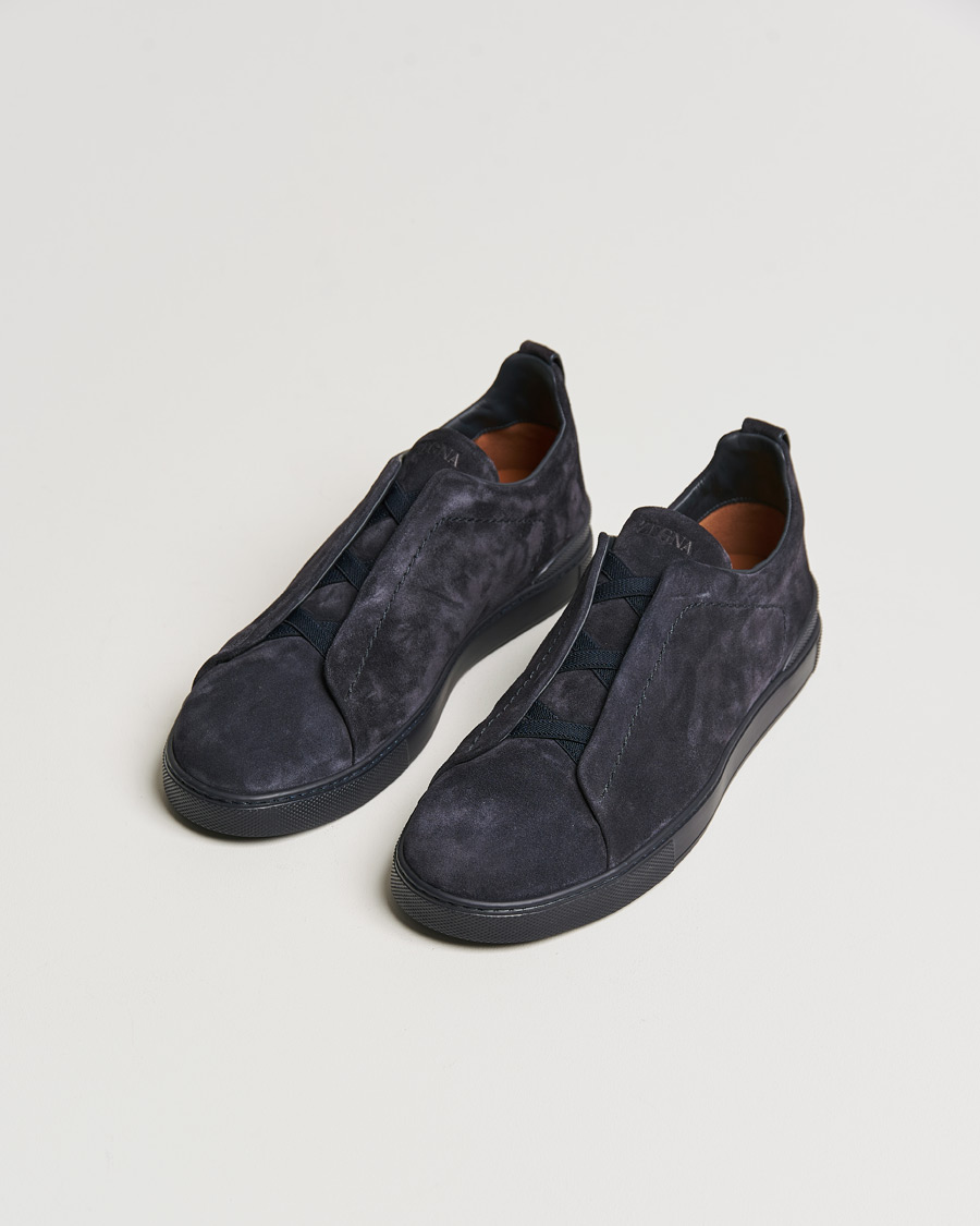 Homme | Zegna Triple Stitch Sneakers Full Navy Suede | Zegna | Triple Stitch Sneakers Full Navy Suede
