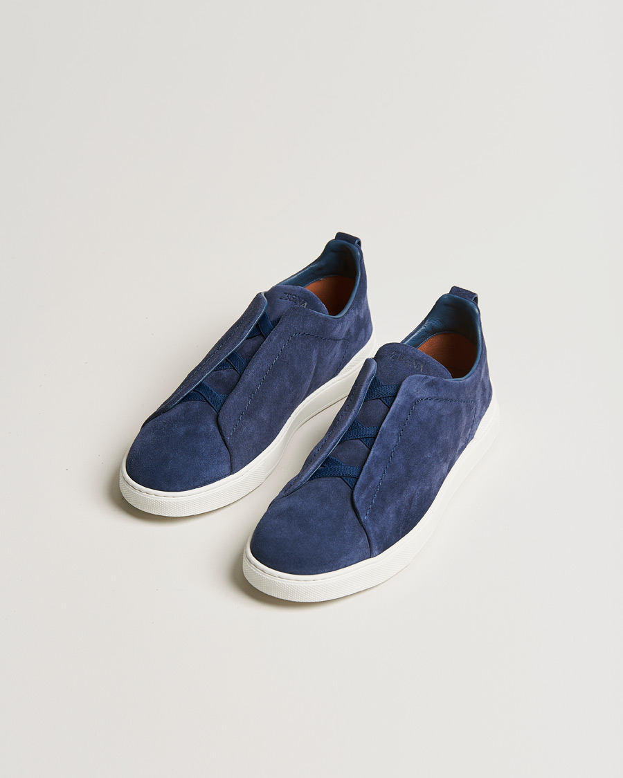 Homme | Zegna Triple Stitch Sneaker Blue Suede | Zegna | Triple Stitch Sneaker Blue Suede