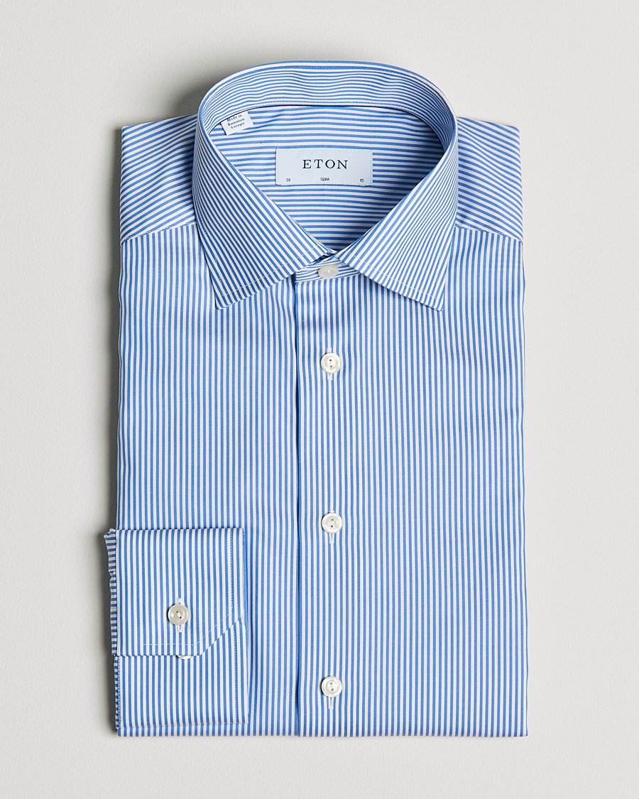 Homme | Chemises | Eton | Bengal Stripe Fine Twill Shirt Royal Blue