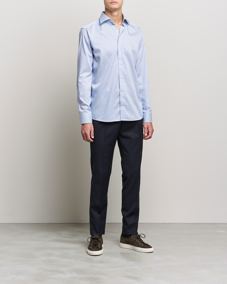 Homme | Chemises | Eton | Bengal Stripe Fine Twill Shirt Royal Blue