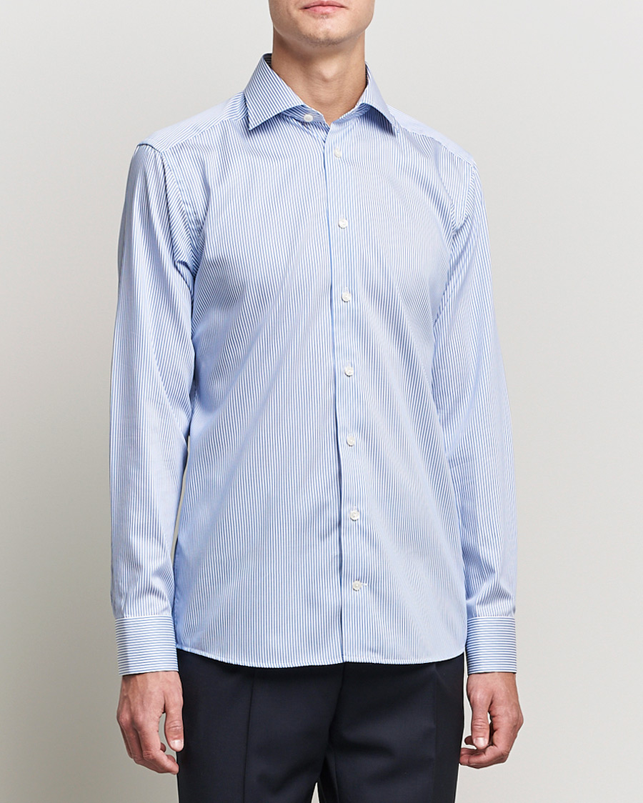 Homme | Chemises | Eton | Bengal Stripe Fine Twill Shirt Royal Blue