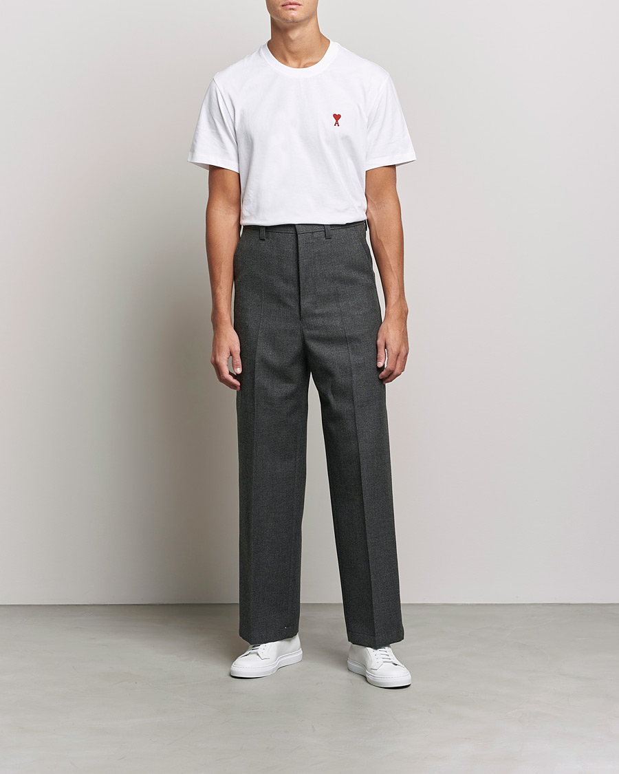 Heren | Broeken | AMI | Large Fit Wool Trousers Dark Grey