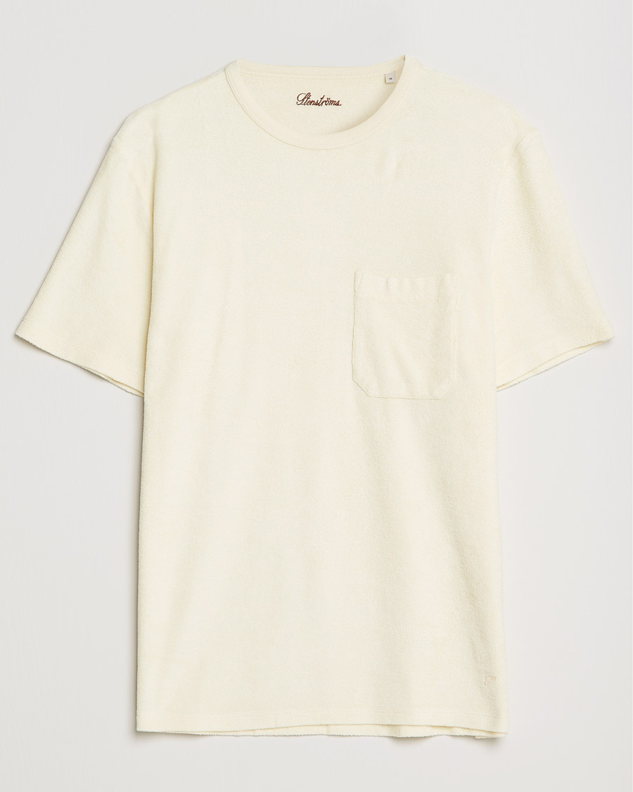 Heren | T-shirts | Stenströms | Towelling Cotton T-Shirt Cream