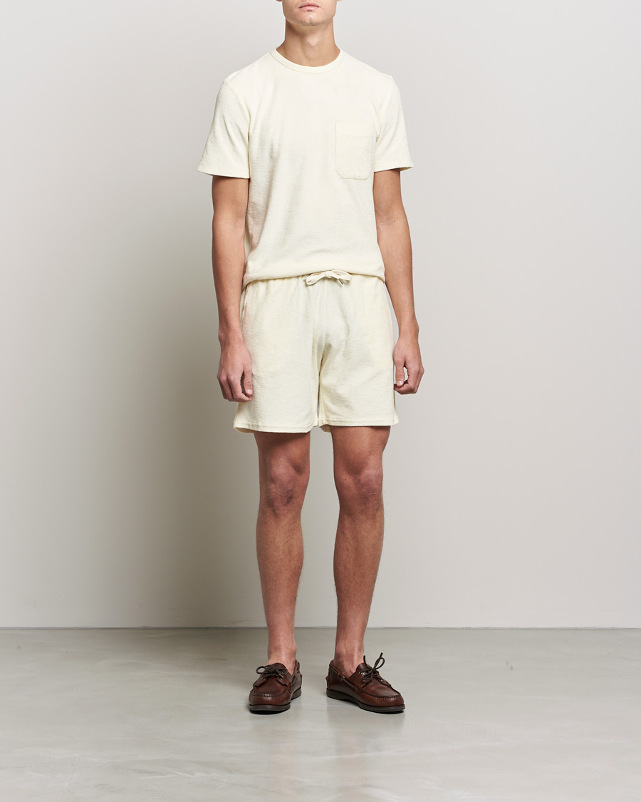 Heren | T-shirts | Stenströms | Towelling Cotton T-Shirt Cream