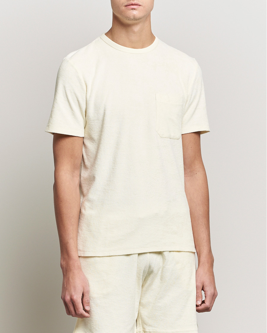 Heren | T-shirts | Stenströms | Towelling Cotton T-Shirt Cream