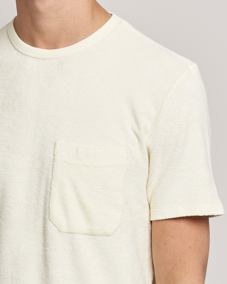 Heren | T-shirts | Stenströms | Towelling Cotton T-Shirt Cream
