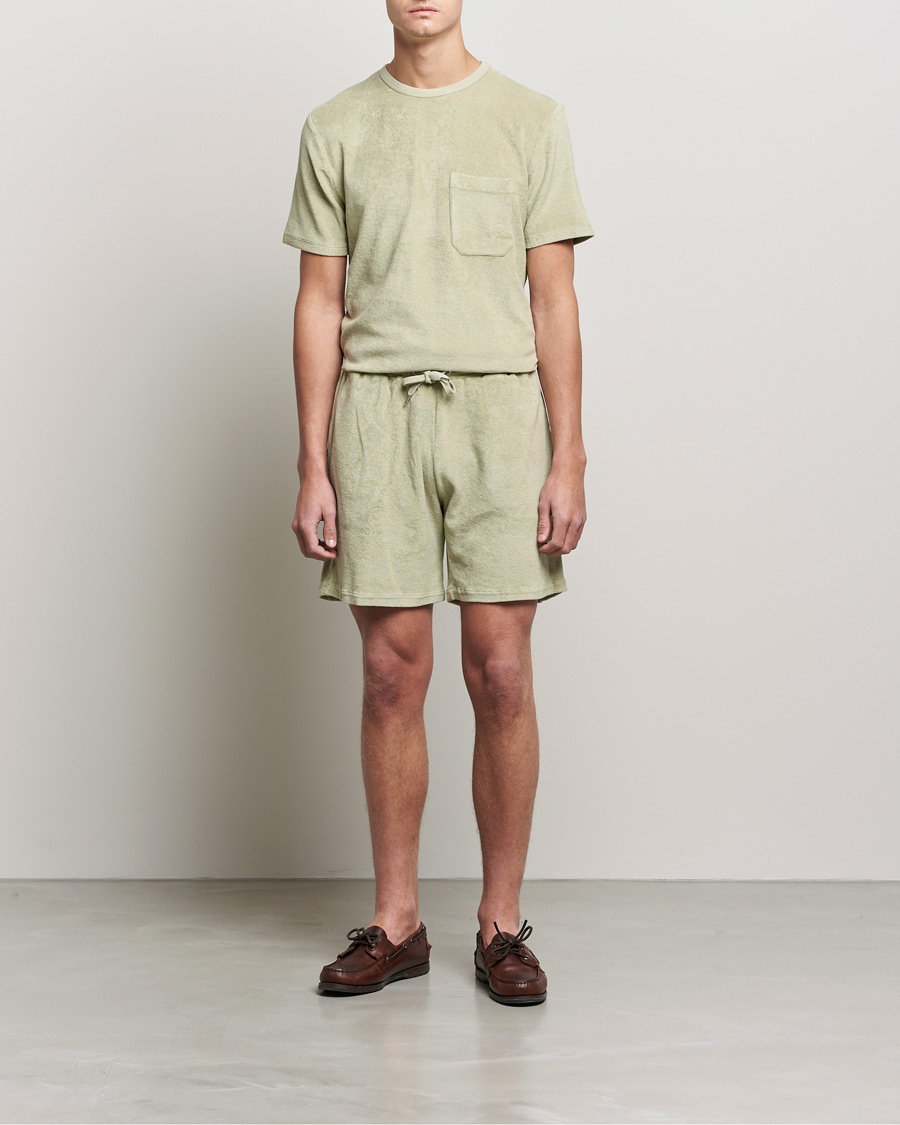 Heren | T-shirts | Stenströms | Towelling Cotton T-Shirt Olive