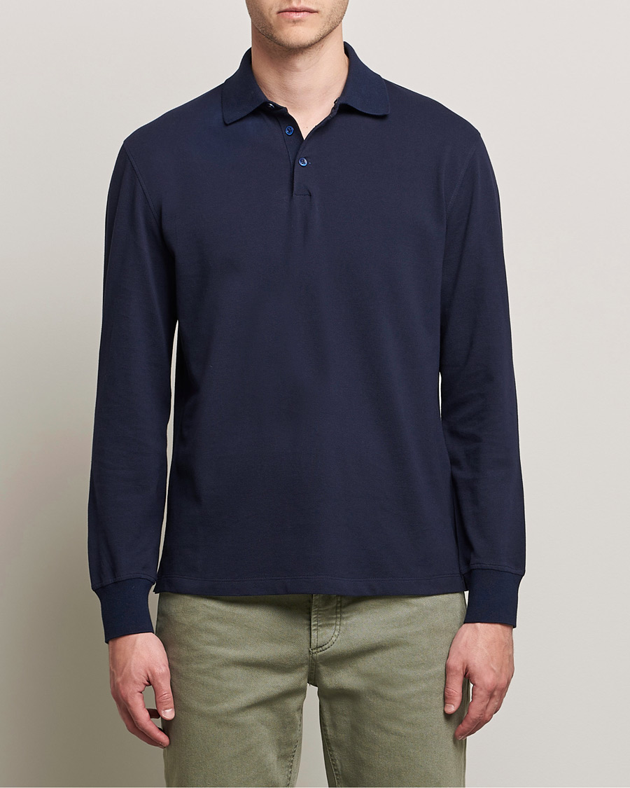 Heren | Truien | Brunello Cucinelli | Long Sleeve Polo Navy