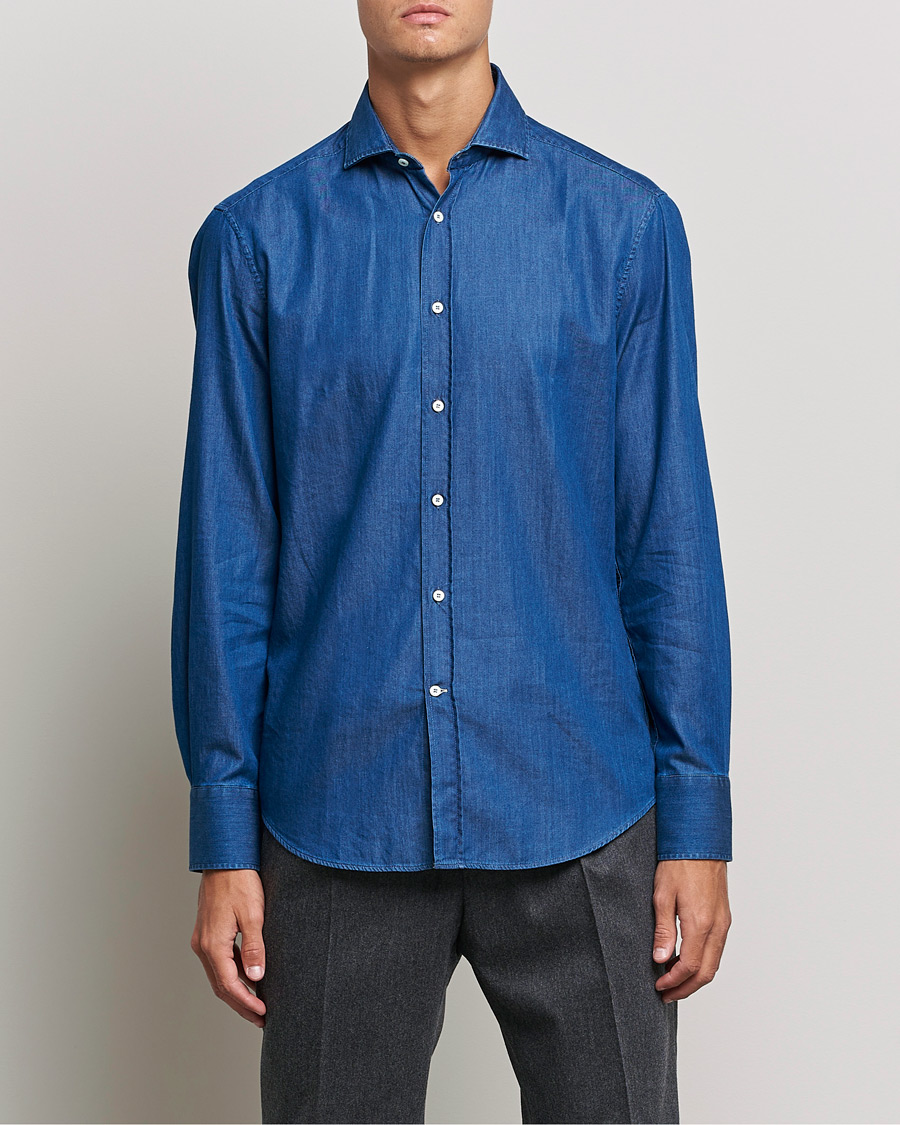 Heren | Overhemden | Brunello Cucinelli | Slim Fit Denim Shirt Dark Indigo