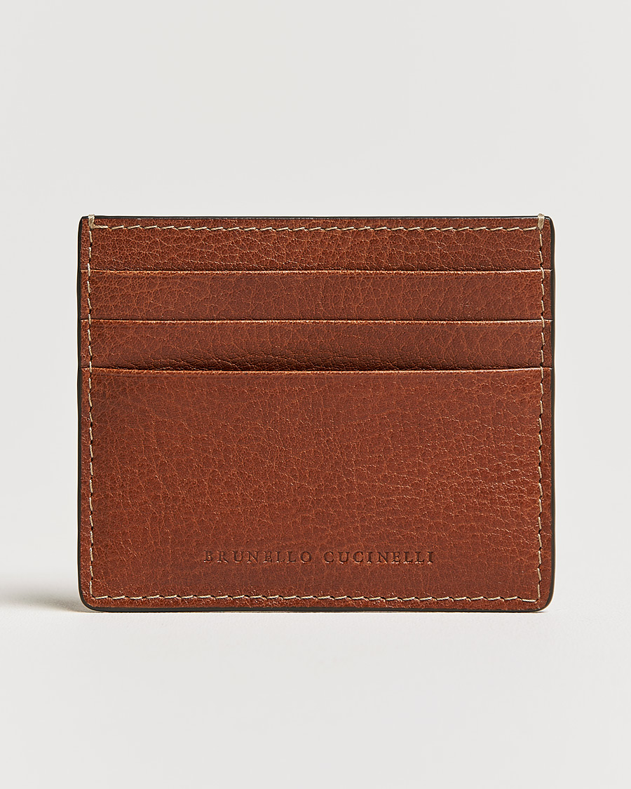 Heren | Brunello Cucinelli Grain Leather Card Holder Cognac | Brunello Cucinelli | Grain Leather Card Holder Cognac