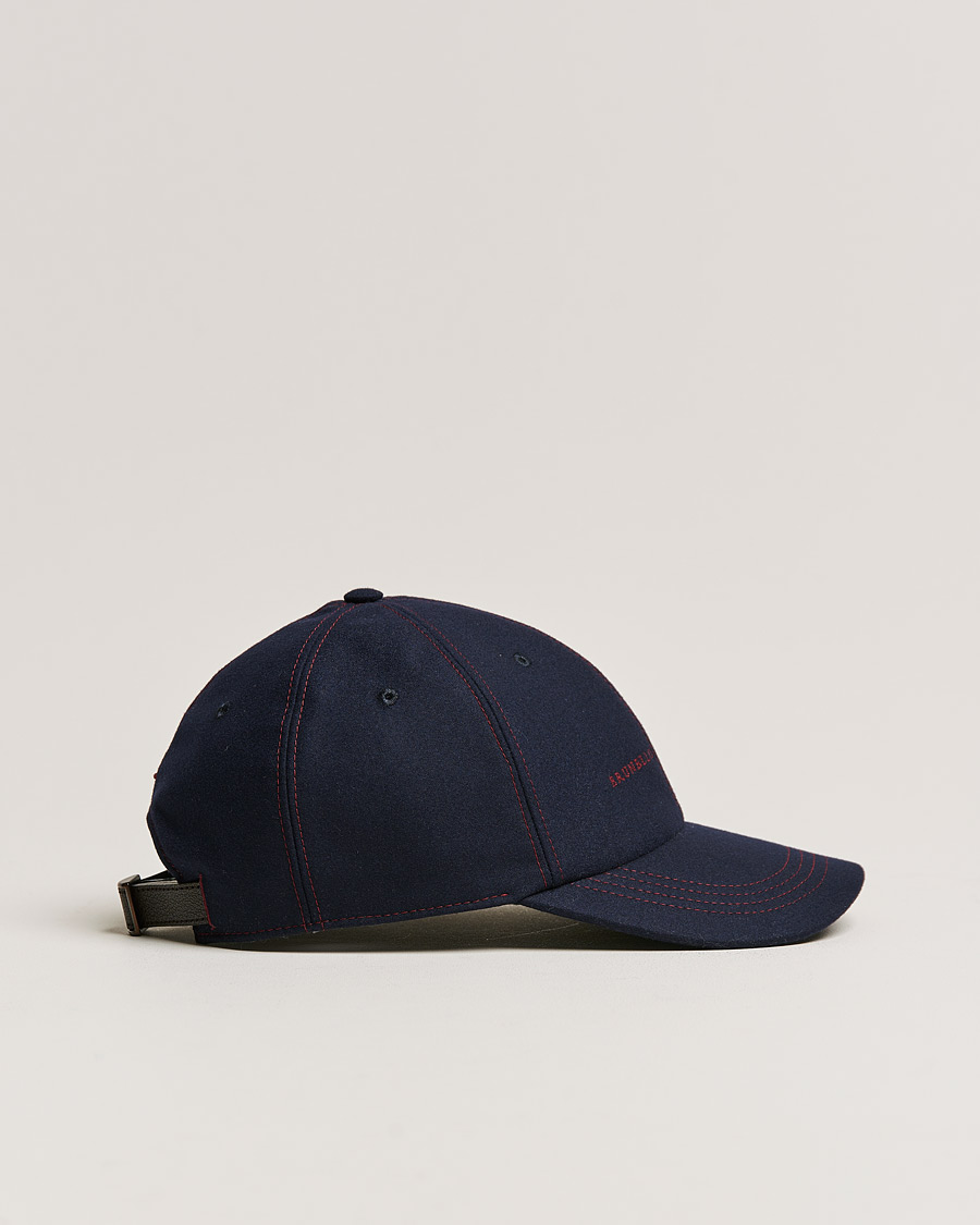 Heren | Brunello Cucinelli Flannel Baseball Cap Navy | Brunello Cucinelli | Flannel Baseball Cap Navy