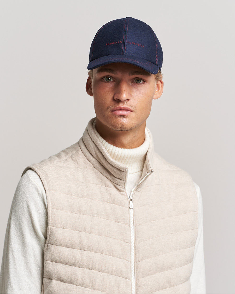 Heren | Brunello Cucinelli Flannel Baseball Cap Navy | Brunello Cucinelli | Flannel Baseball Cap Navy