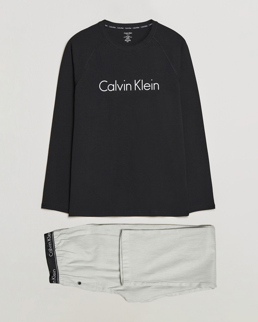 Heren | Pyjama's en gewaden | Calvin Klein | Logo Long Sleeve Pyjama Set Black/White