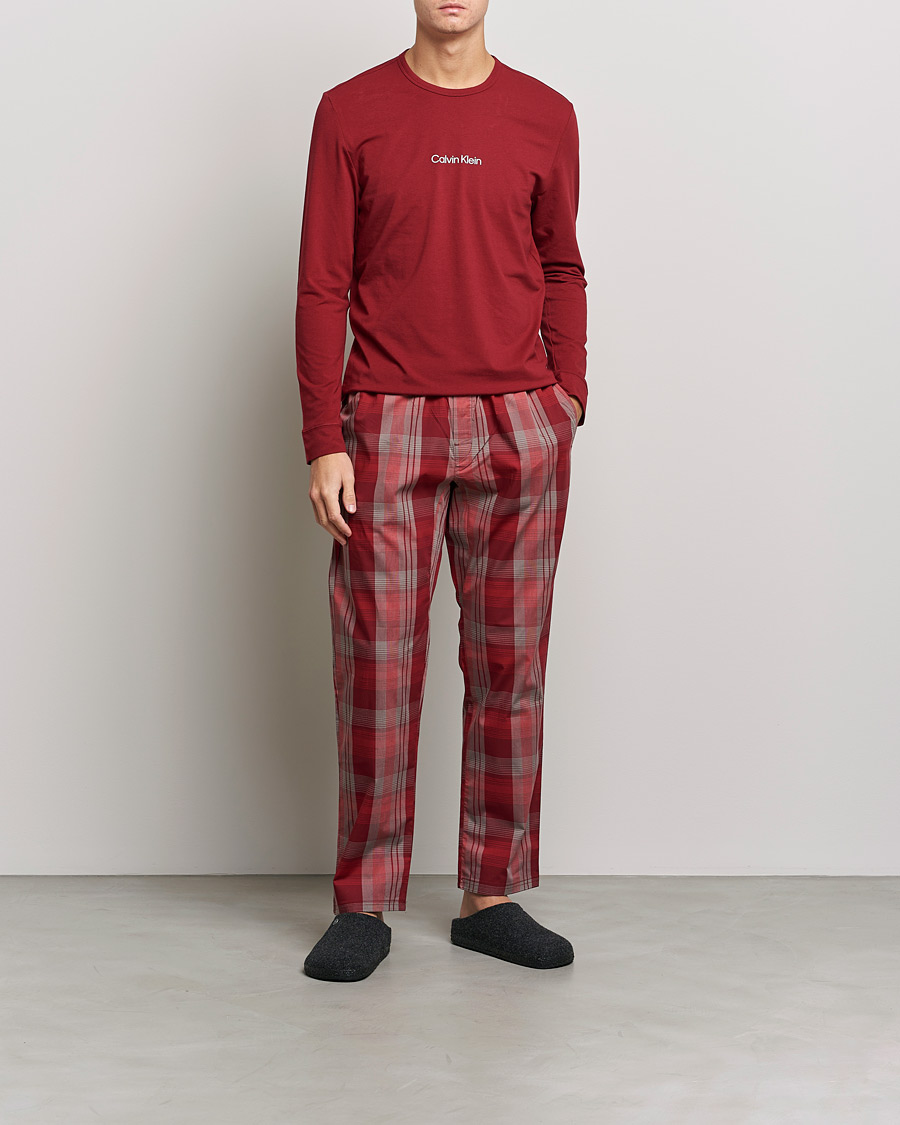 Homme | Peignoirs Et Pyjamas | Calvin Klein | Logo Long Sleeve Checked Pyjama Set Red