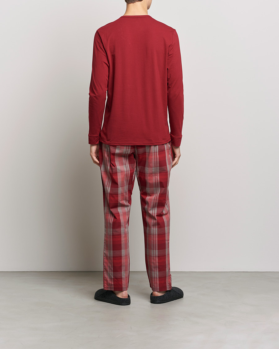 Homme | Peignoirs Et Pyjamas | Calvin Klein | Logo Long Sleeve Checked Pyjama Set Red