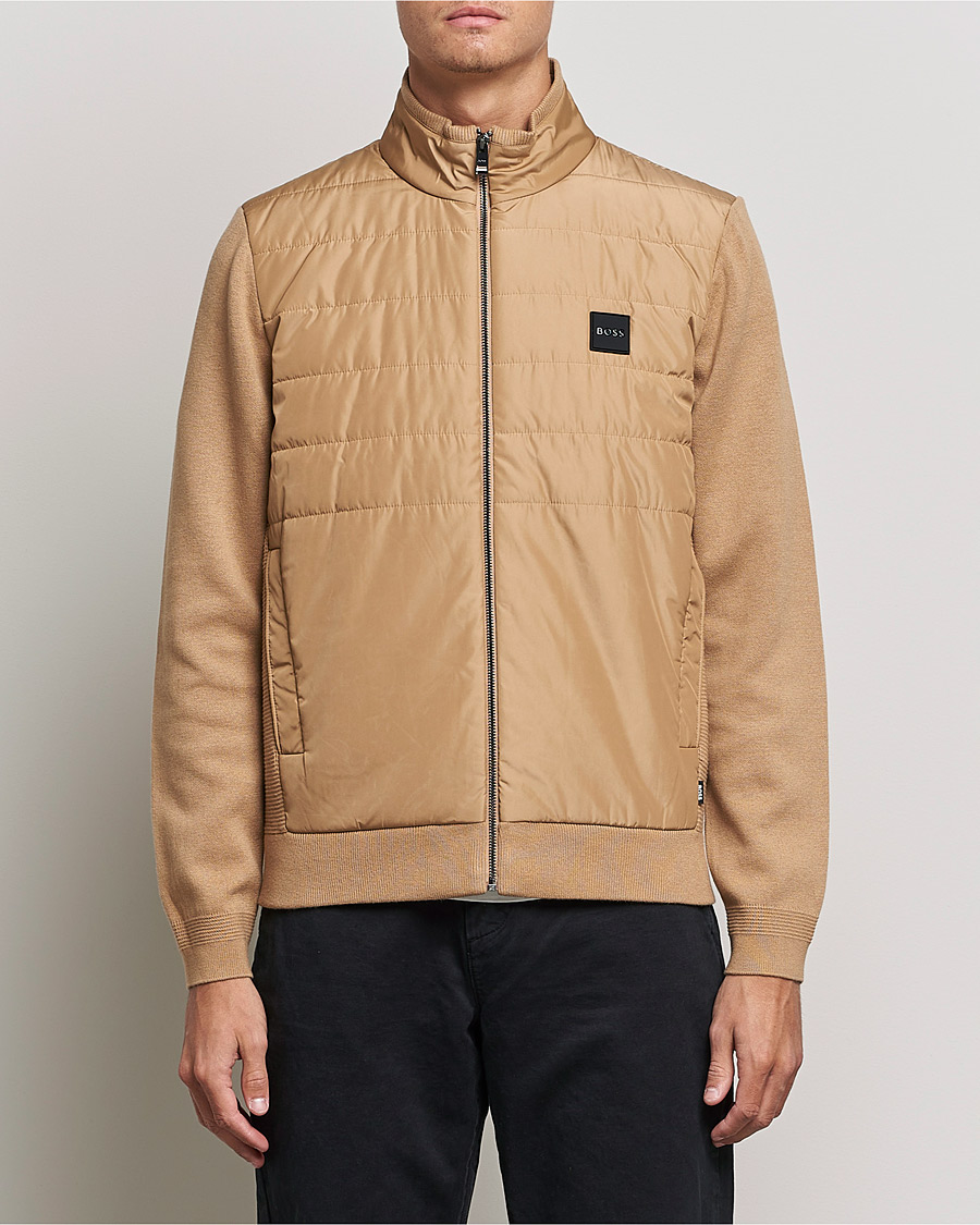 Heren | Truien | BOSS BLACK | BOSS Lavando Hybrid Full Zip Medium Beige