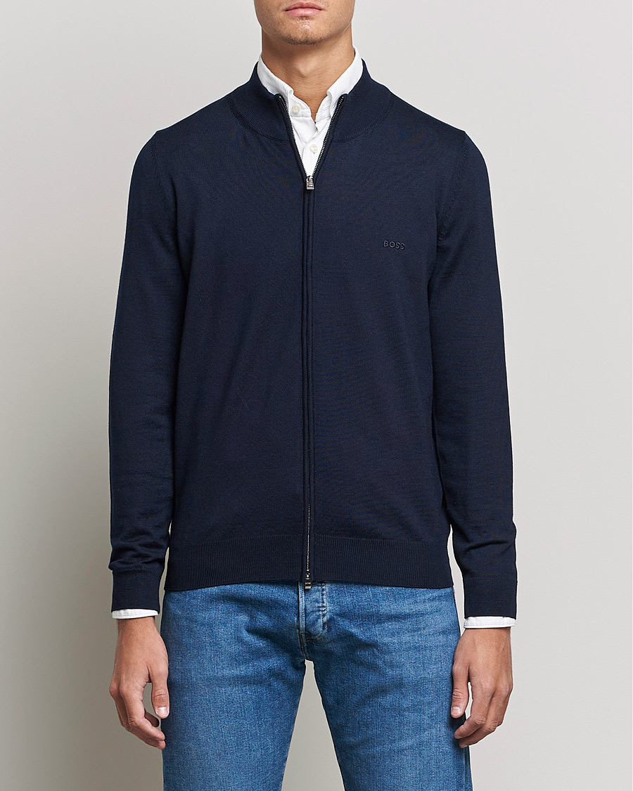 Heren | Truien | BOSS BLACK | Balonso Full Zip Sweater Dark Blue