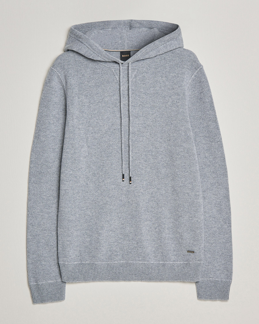 Heren | Truien | BOSS BLACK | BOSS Tailored Luxus Cashmere Hoodie Silver