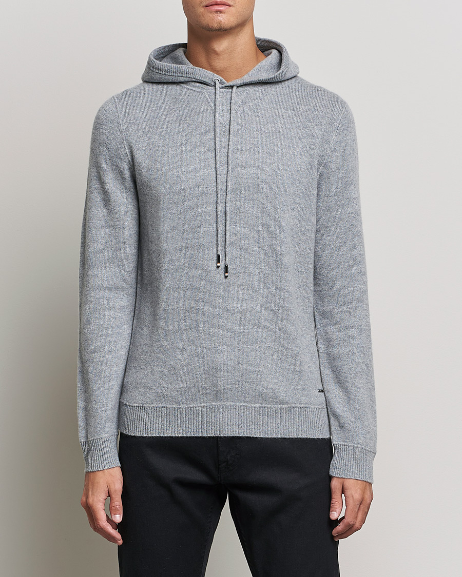Heren | Truien | BOSS BLACK | BOSS Tailored Luxus Cashmere Hoodie Silver