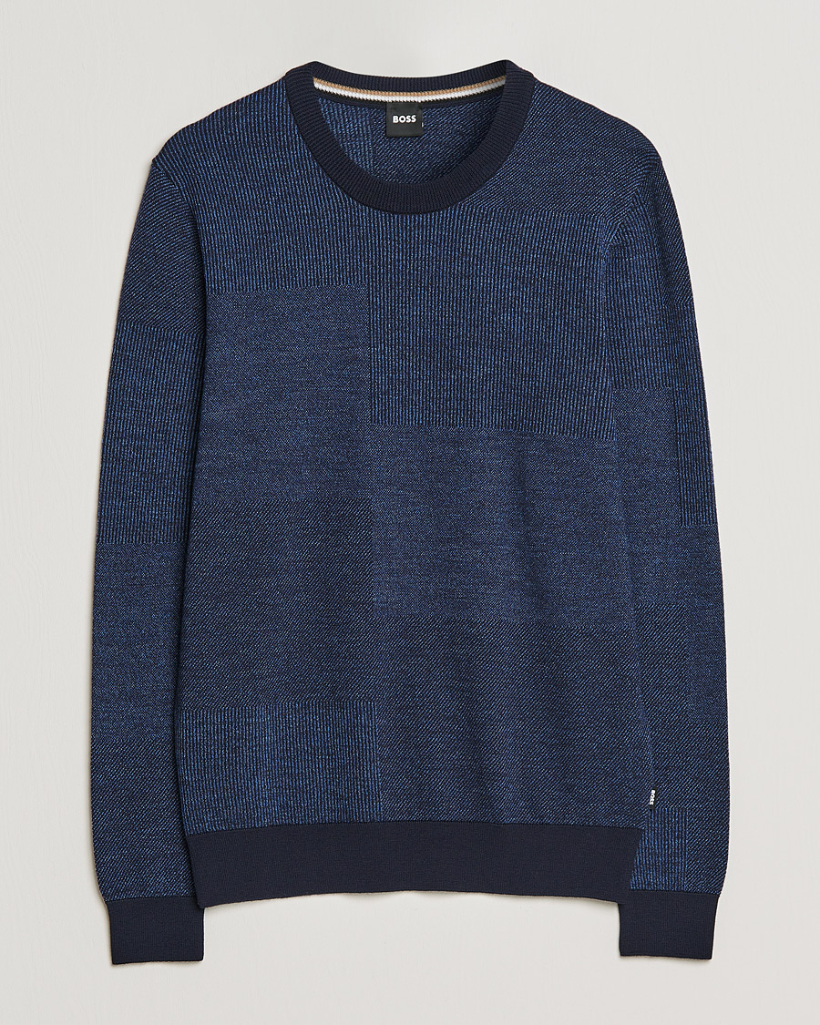 Heren | Truien | BOSS BLACK | Leugenio Strucktured Block Sweater Dark Blue